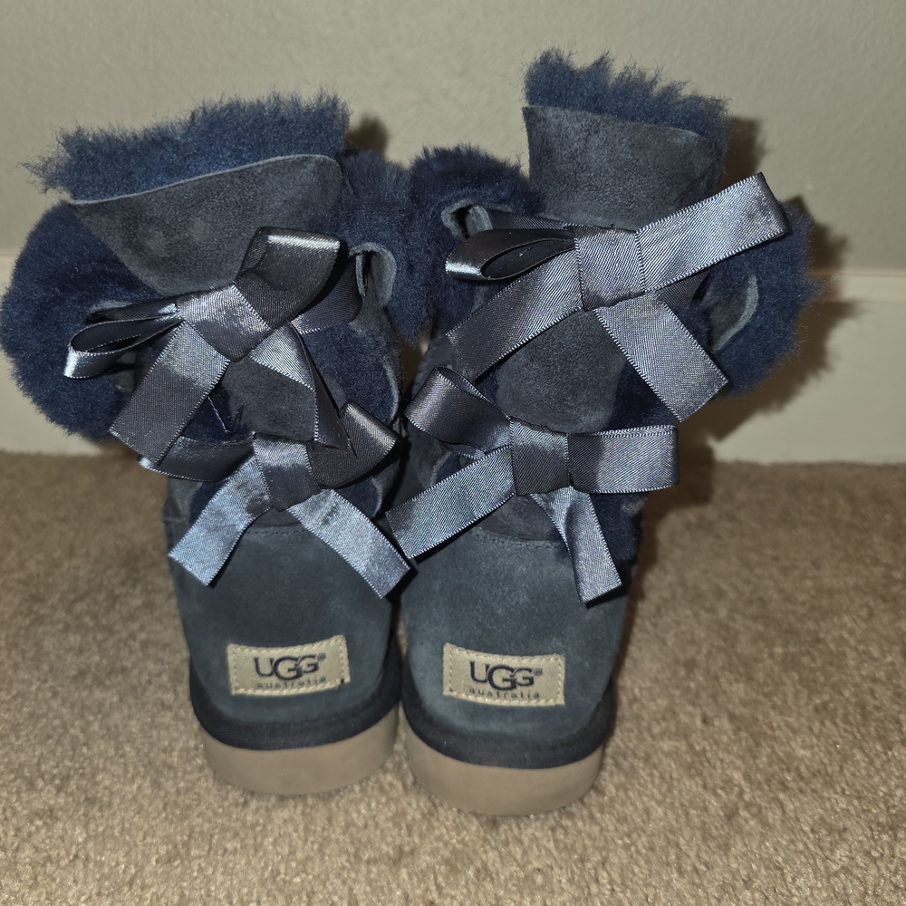 UGG Bailey Navy Suede Boots with Bows